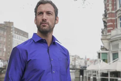 Royal blue silk shirt - product media