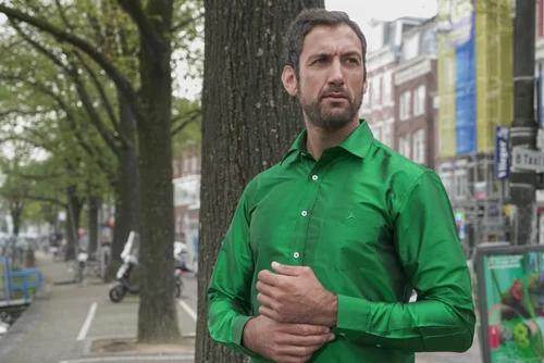 Green pure silk shirt - product media