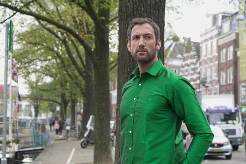 Green pure silk shirt - product media