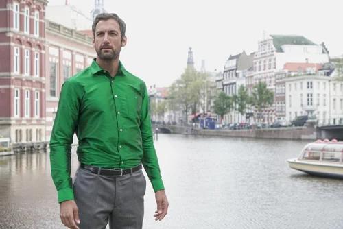 Green pure silk shirt - product media